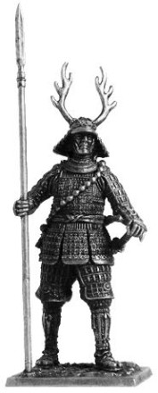 Солдатик Самурай с копьём яри, 1600 год / оловянный солдатик