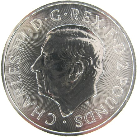 Великобритания 2 фунта 2023 Королевский герб BU Серебро / Карл III Коллекционная монета