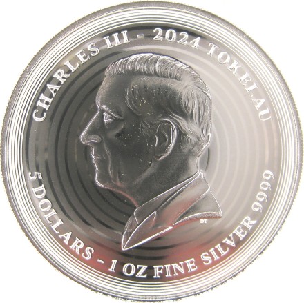 Токелау 5 долларов 2024 Ван Гог BU Серебро / Карл III Коллекционная монета